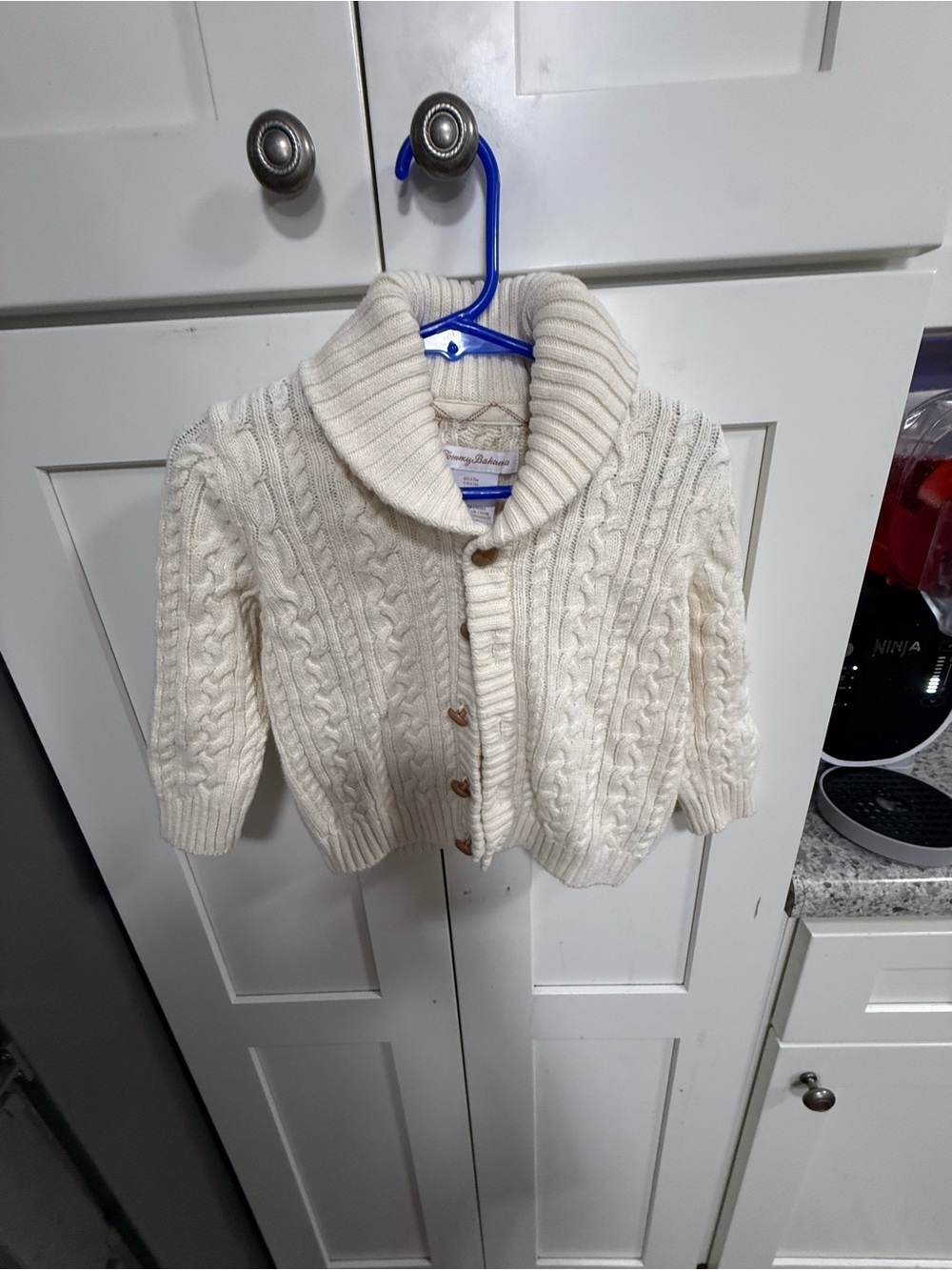 Tommy Bahama Cream Cable Knit Shawl Collar Cardigan Jacket